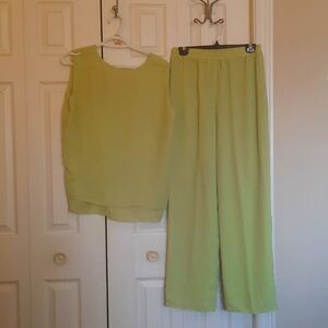Vibrant Green Sleeveless Top and Pants Set
